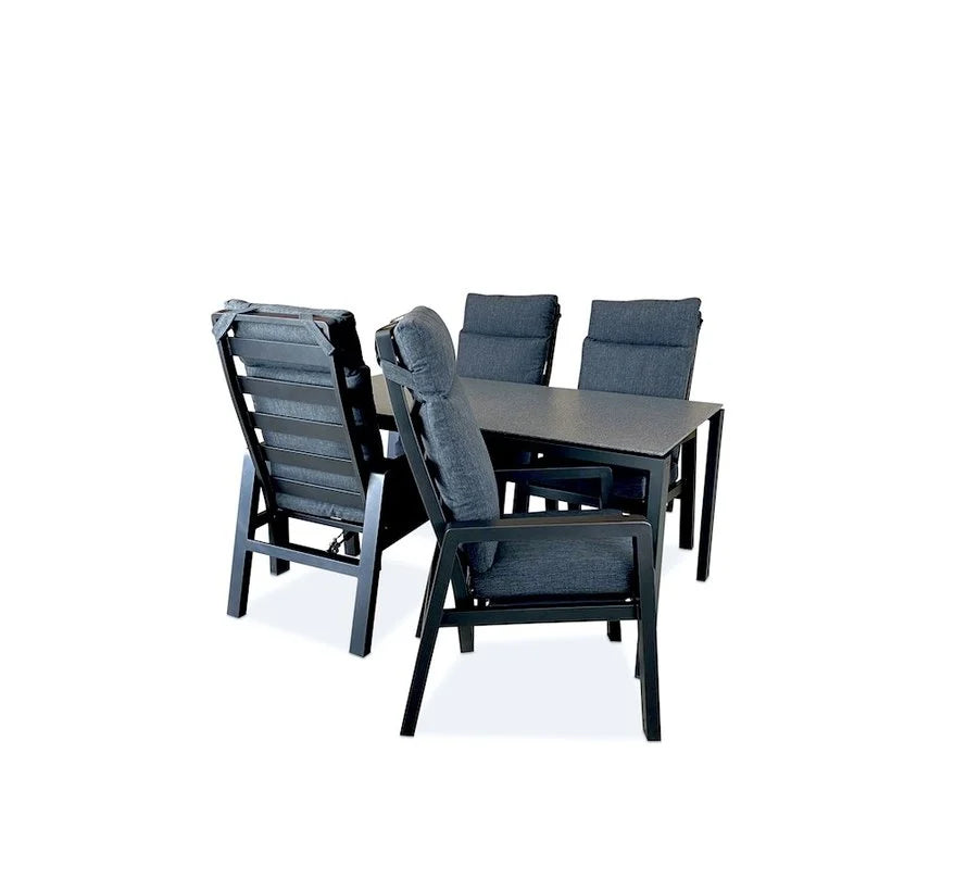 Taste by 4 Seasons 5-teiliges Gartenmöbelset Lafite 160 cm mit verstellbaren Como Gartenstühlen