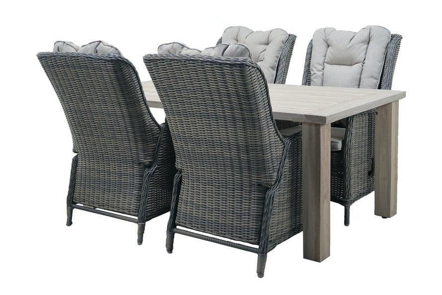 Taste by 4 Seasons 5-teiliges Gartenmöbelset Louvre Teak 180 cm mit Osborn verstellbaren Gartenstühlen