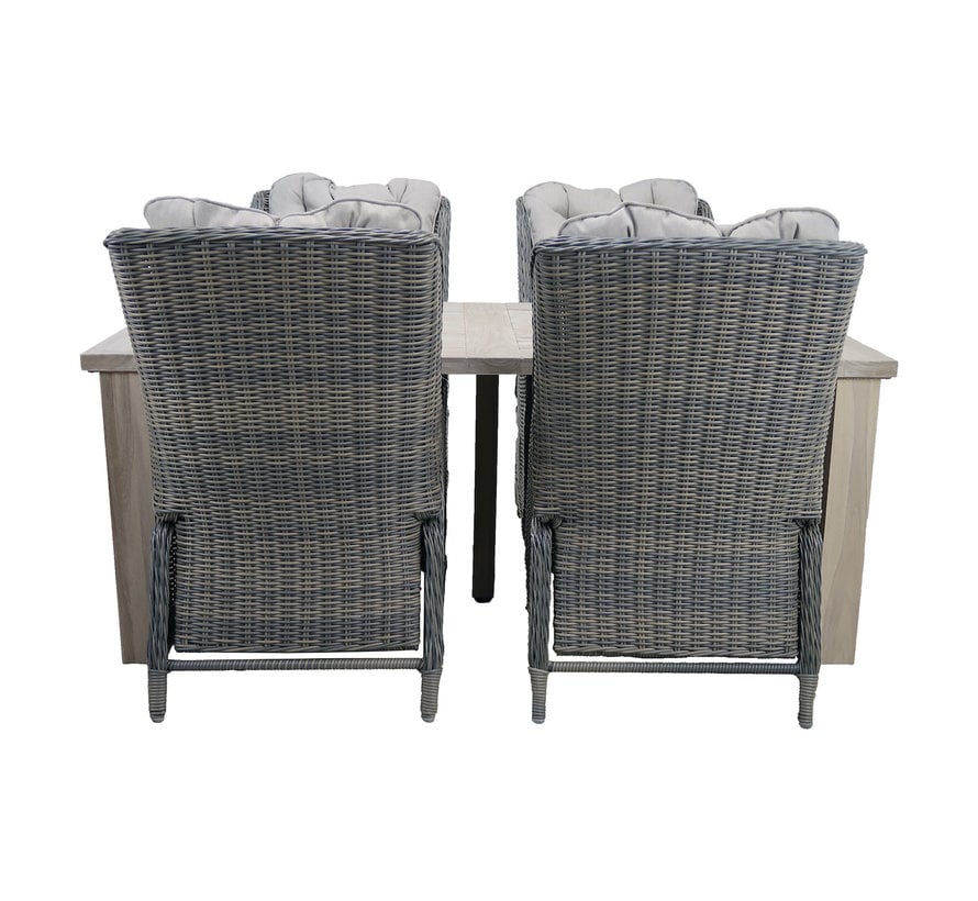 Taste by 4 Seasons 5-teiliges Gartenmöbelset Louvre Teak 180 cm mit Osborn verstellbaren Gartenstühlen